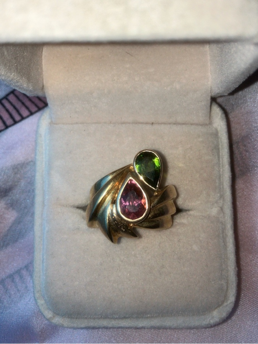 Peridot Tourmaline 8K Gold Ring
